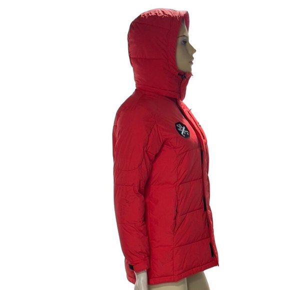 Head Ski Jacket Award Red Puffer Full Zip Hoodie Nylon Polyester Filled Kids Uni - Picture 3 of 8
